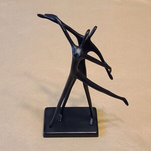 Bronze Sculpture Ballet Couple Bodrul Khalique 2000 Modern Minimalist Black Lacq